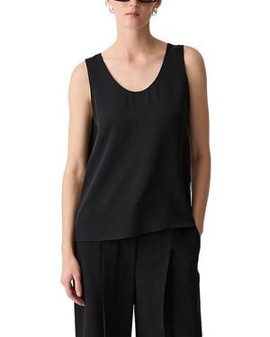 Theory Silk Scoop Neck Shell - Black
