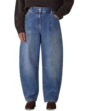 Whistles Petite Elasticated Waist Barrel Jeans - Blue