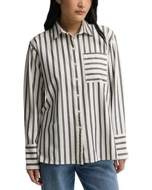 Barbour Catriona Striped Stretch Cotton Button Up Shirt - Gray