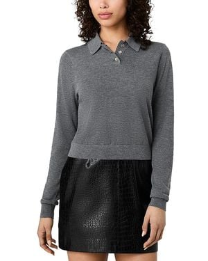 French Connection Nola Knit Polo Top - Gray