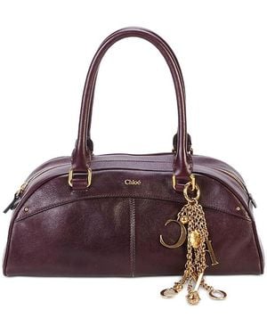 Chloé Leather Bowling Bag - Purple
