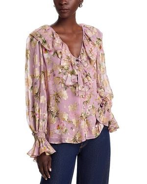 Kobi Halperin Leia Jacquard Ruffle Blouse - Red