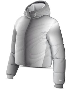Nike Sportswear Therma Fit Metallic Swoosh Puffer Jacket - Gray