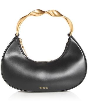 Jonathan Simkhai Nixi Twist Leather Top Handle Bag - Black