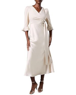 Coast Ruffle Sleeve Satin Wrap Dress - Natural