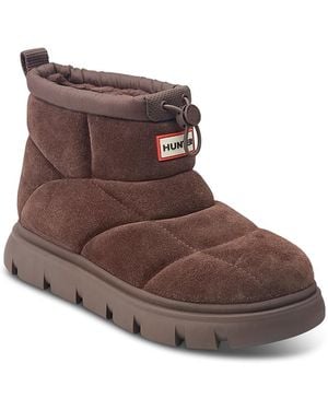HUNTER Mist Suede Water Resistant Ankle Boots - Brown