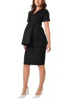 Marion Knee Length Maternity Pencil Skirt With Stretch Bump Panel - Black