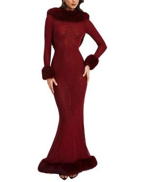 Miss Circle Mellie Regular-Length Rhinestone Mesh Low Back Mermaid Gown - Red