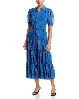 Cinq À Sept Pin Dot Halbini Midi Dress - Blue