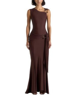 Manière De Voir Rania Asymmetric Draped Midaxi Dress - Brown
