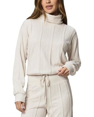 Splendid Cable Lounge Turtleneck Top - Natural