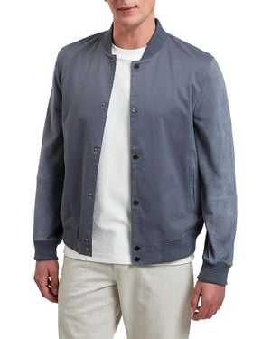 Ted Baker Liams Cotton Twill & Suede Bomber Jacket - Blue