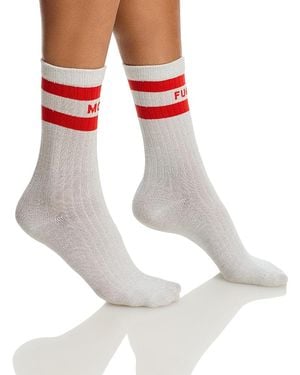 Mother The Halfstep Striped Cuff Socks - White