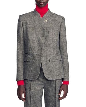 Sandro Vannina Band Collar Suit Jacket - Gray