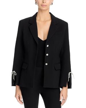 Aqua Rhinestone Bow Sleeve Blazer - Black