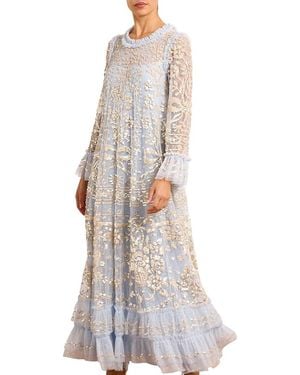 Needle & Thread Celia Long Sleeve Ankle Gown - White