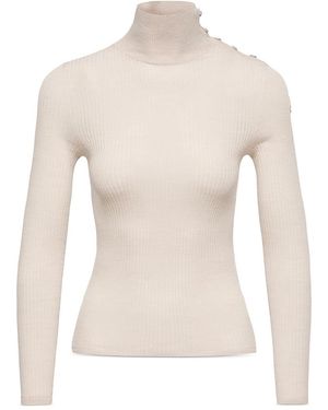 Moncler Merino Wool Turtleneck Sweater - Natural