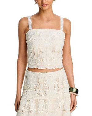 Aqua Mixed Lace Tank Top - White