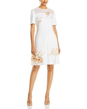 Misook Floral Print Shift Dress - White