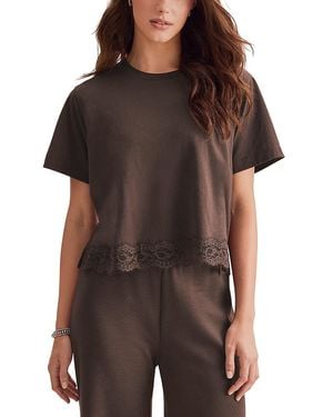 Splendid Lainey Lace Trim Short Sleeve Tee - Black