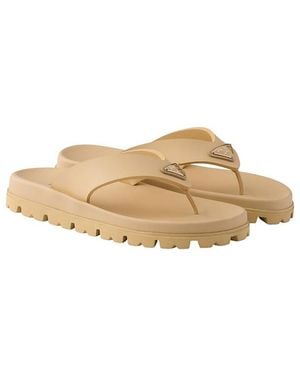 Prada Rubber Thong Sandals - Natural