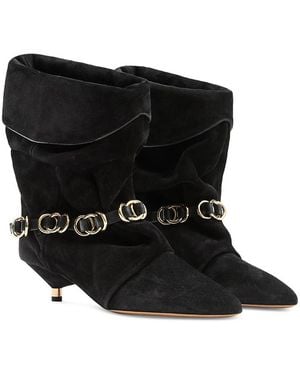 Isabel Marant Edrik Embellished Suede Ankle Boots - Black