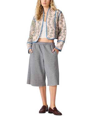 Steve Madden Adalynn Cotton Quilted Open Front Jacket - Gray