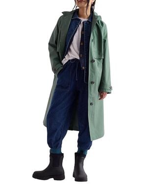 Seasalt Cornwall Sea Lights Waterproof Trench Coat - Blue