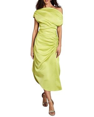 Coast One Shoulder Satin Midi Dress - Yellow