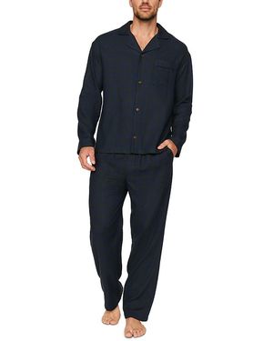 Eberjey Relaxed Flannel Check Pajama Set - Blue