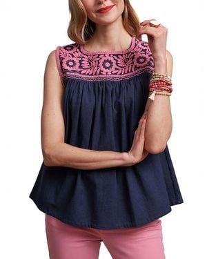 Frances Valentine Jess Top Floral Embroidery - Blue
