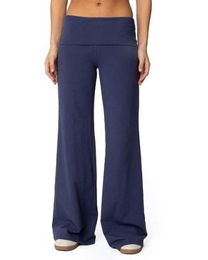 Edikted Wide Leg Fold Over Pants - Blue
