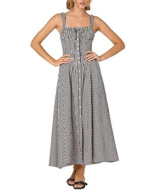 Astr Temperance Button Front Dress - Gray