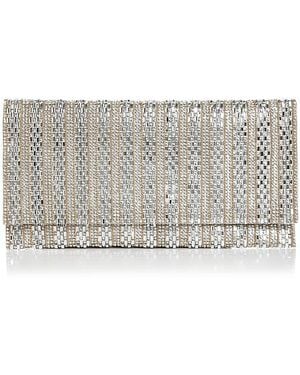 Aqua Megan Crystal Beaded Clutch - Metallic