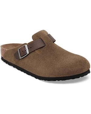 Birkenstock Boston Mixed Leather Clogs - Brown