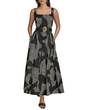 Donna Karan Printed Square Neck Maxi Dress - Black