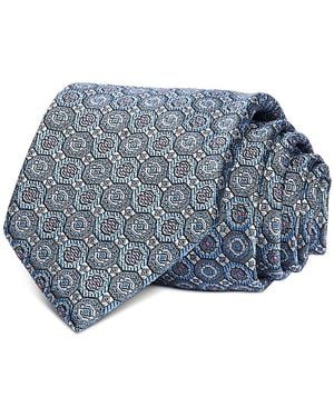 David Donahue Jacquard Classic Silk Blend Tie - Blue