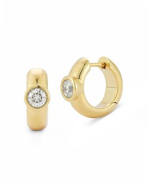WALTERS FAITH 18K Diamond Classic Huggie Hoop Earrings - Metallic