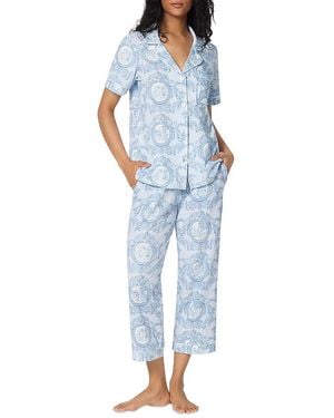 Bedhead Short Sleeve Classic Stretch Jersey Cropped Pajama Set - Blue