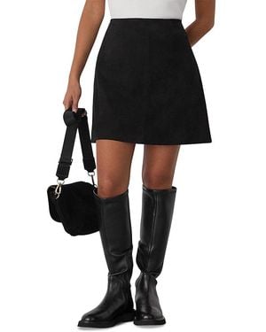 Whistles Petite Suede A Line Skirt - Black