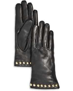 Bloomingdale's Cashmere Lined Studded Leather Tech Gloves - Black