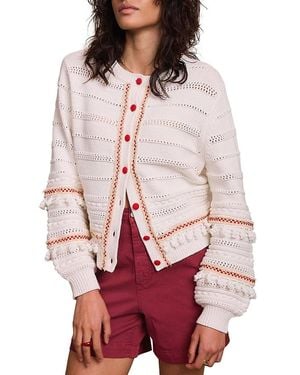 Mint Velvet Cotton Blend Tassel Cardigan - Red