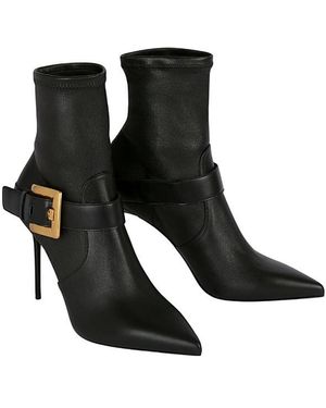 Balmain Anthem Stretch Leather Ankle Boots - Black