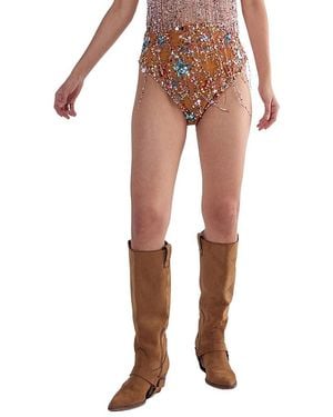 Nasty Gal Star Embellished Tassel Booty Shorts - Orange