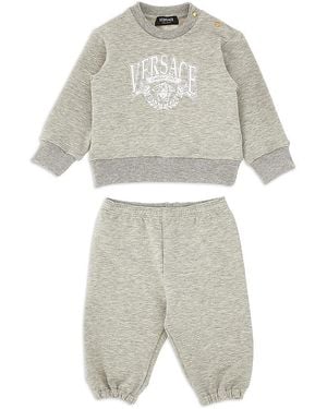 Versace Fleece Logo Sweatshirt And Sweatpants Set - White