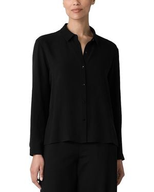 Eileen Fisher Silk Classic Collar Shirt - Black