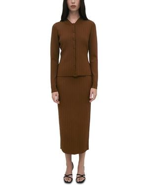 Rosetta Getty Ribbed Button Front Cardigan - Brown
