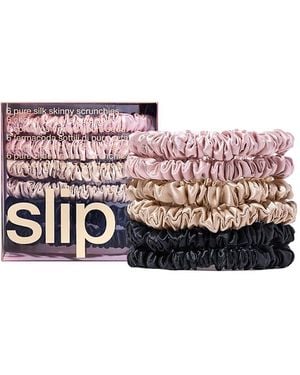 Slip Pure Silk Skinny Scrunchies, Set Of 6 - Pink