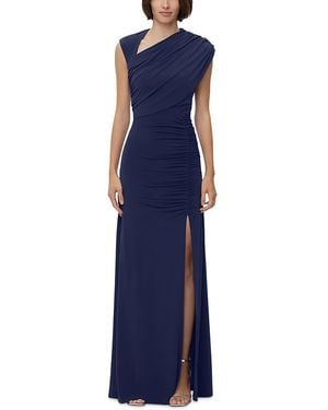 Hervé Léger High Slit Asymmetrical Gown - Blue