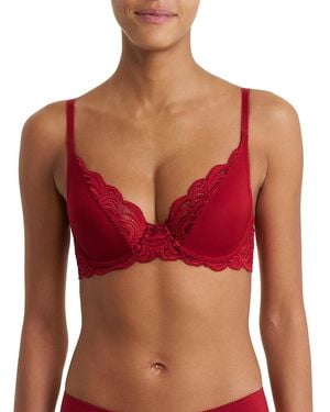 Natori Persuasion Lace Convertible Plunge T-Shirt Bra - Red